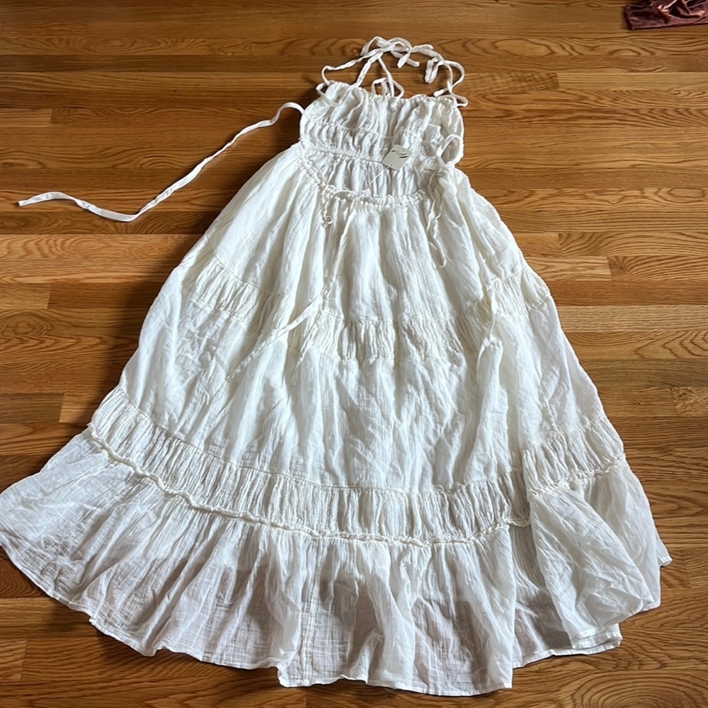 Free People Taking Sides Maxi Dress Size Medium NWT Ivory - Picture 11 of 16